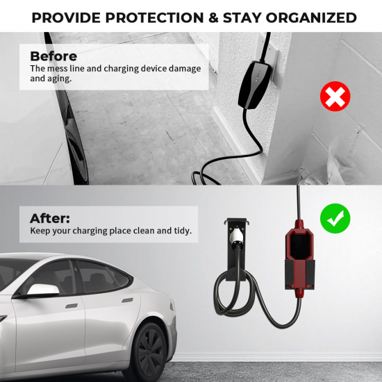EV Charger Cable Holder Portable Charger Wall Box Holder with Type-2 dummy socket EV Charger Cable Holder Portable Charger Wall Box Holder with Type-2 dummy socket