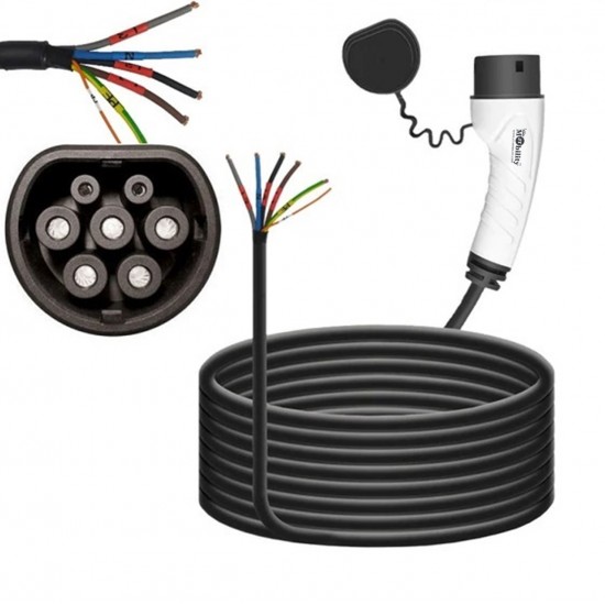 Mode 3 Tethered EV Charging Cable Type 2 IEC 62196-2 Female Three Phase 32 Amp 22Kw 5 meter Mode 3 Tethered EV Charging Cable Type 2 IEC 62196-2 Female Three Phase 32 Amp 22Kw 5 meter