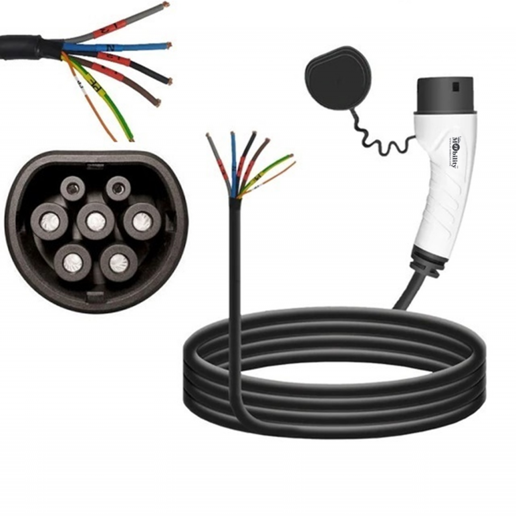 Mode 3 Tethered EV Charging Cable Type 2 IEC 62196-2 Female Single Phase 32  Amp 7.3Kw 5 meter - JTCCM3T21P1A05-2