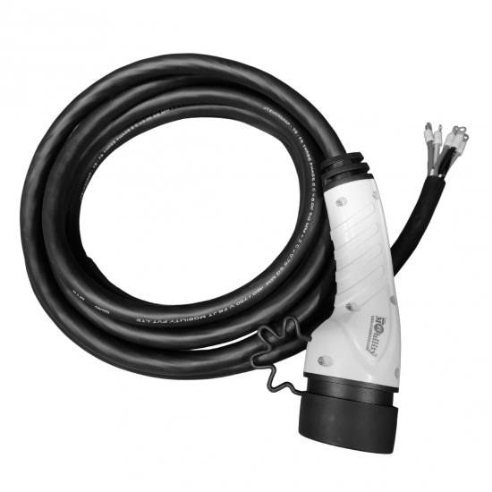 Mode 3 Tethered EV Charging Cable Type 2 IEC 62196-2 Female Three Phase 32 Amp 22Kw 5 meter
